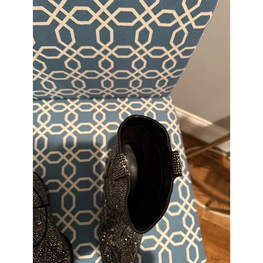 Rhinestone Cowboy Boots Pointed Toe Western Ankle Booties Party Sparkle Size 7 - Picture 6 of 6